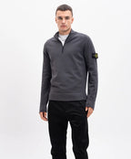 Stone Island Virgin Wool Quarter Zip Sweatshirt Dark Grey