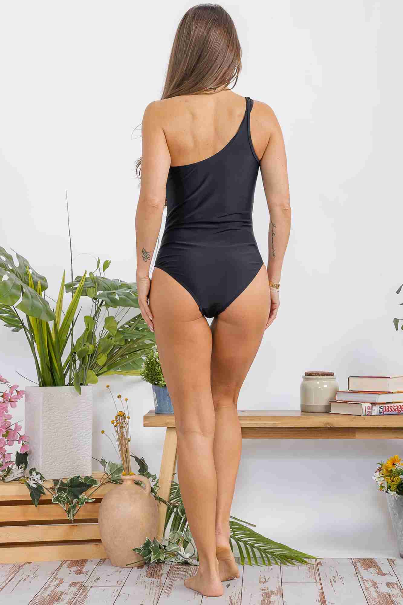 H3112 Eclipse One-Shoulder Mesh One Piece