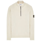 Stone Island Lambswool Half Zip Knit Sweatshirt in Stucco