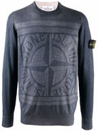 Stone Island Reversible Compass Logo Knitted Sweatshirt Navy